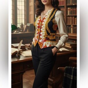 Vtge Burberry's Silk Tassel and Chain Print Vest Size S
Dark Academy,Old Money